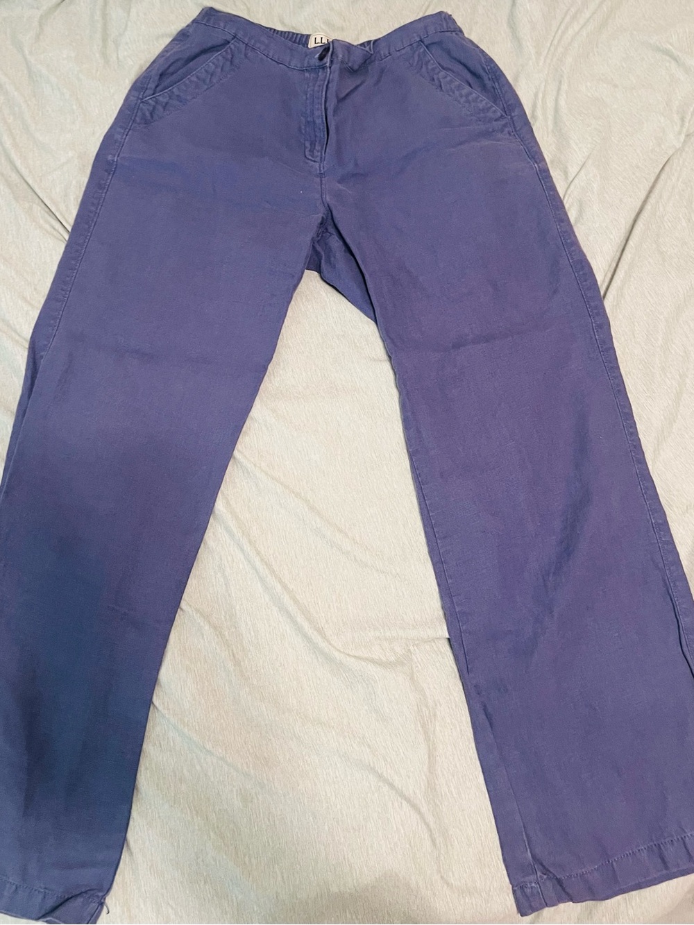 L.L. Bean Linen Pants in Lavender and White